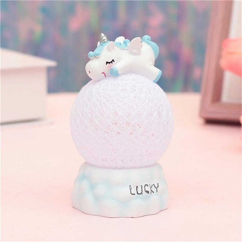 Resin LED Night Light unicorn cotton ball Lamp Bedside Night Lamp veilleuse Bedroom Decor bebe glow Night Lamp Kids nachtlampje