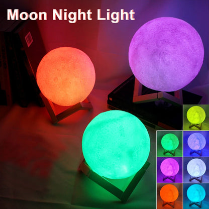 Moon Lamp LED Night Light - Battery Powered with Stand, Perfect for Kids' Bedroom Decor