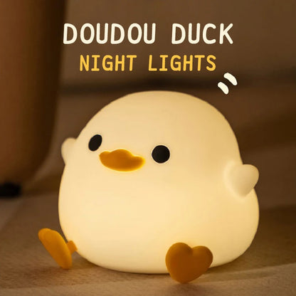 Doudou Duck night light  Children's gift soft light eye care USB charging timing automatic clap silicone lamp