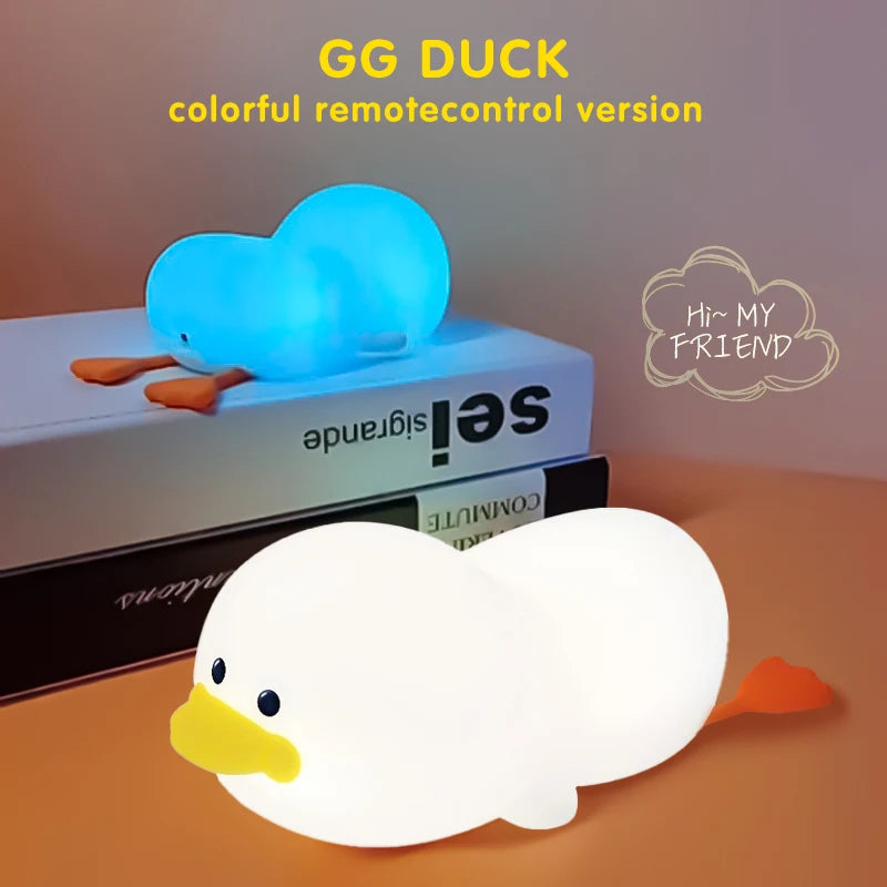 Doudou Duck night light  Children's gift soft light eye care USB charging timing automatic clap silicone lamp