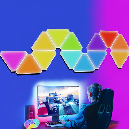 RGB WiFi App Bluetooth LED Triangle Wall Lamps - DIY Atmosphere Light for Gaming and Bedroom Decor