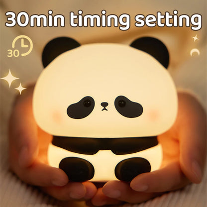 Cute Panda LED Night Light - USB Rechargeable Touch Lamp for Bedroom Decoration and Kids' Gifts