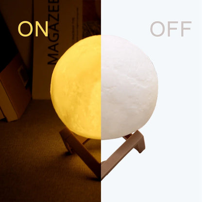 Moon Lamp LED Night Light - Battery Powered with Stand, Perfect for Kids' Bedroom Decor