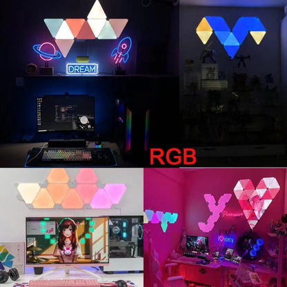 RGB WiFi App Bluetooth LED Triangle Wall Lamps - DIY Atmosphere Light for Gaming and Bedroom Decor