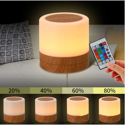 7-Color Dimmable LED Bedside Lamp with Touch Sensor & Remote