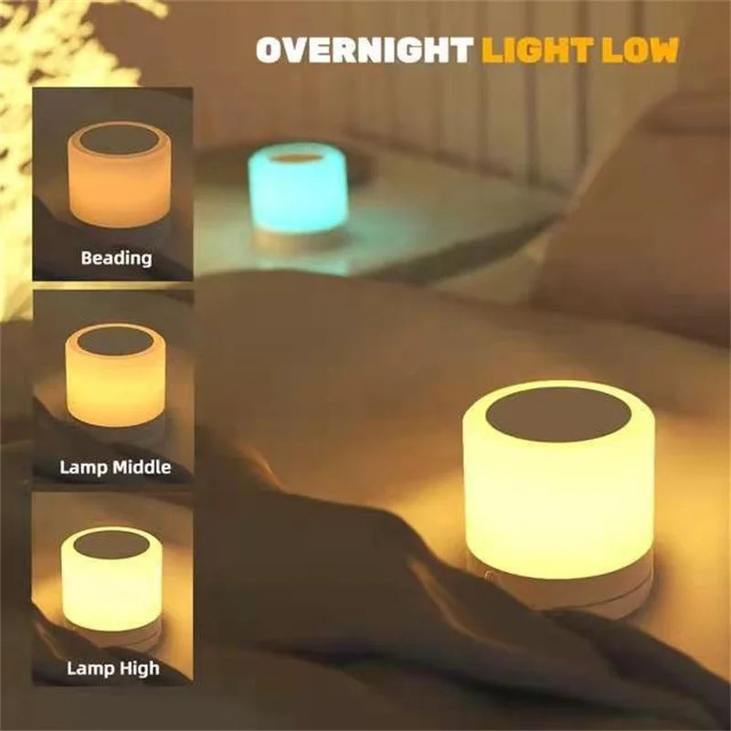 7-Color Dimmable LED Bedside Lamp with Touch Sensor & Remote