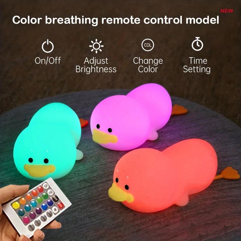 Doudou Duck night light  Children's gift soft light eye care USB charging timing automatic clap silicone lamp