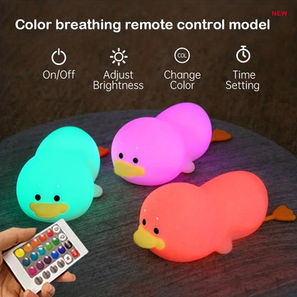 Doudou Duck night light  Children's gift soft light eye care USB charging timing automatic clap silicone lamp