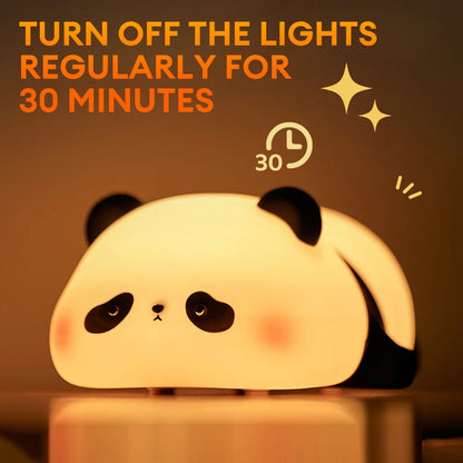 Cute Panda LED Night Light - USB Rechargeable Silicone Lamp for Kids' Bedroom Decor and Gift