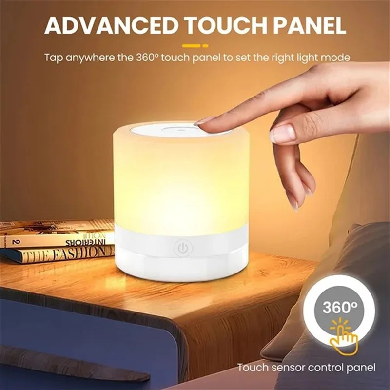 7-Color Dimmable LED Bedside Lamp with Touch Sensor & Remote