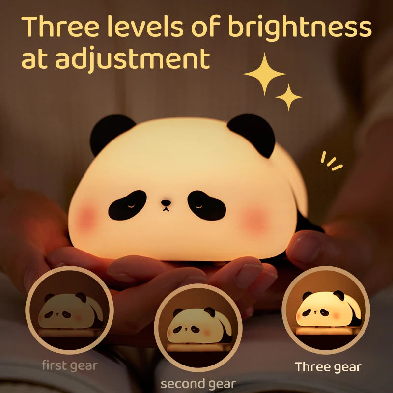 Cute Panda LED Night Light - USB Rechargeable Touch Lamp for Bedroom Decoration and Kids' Gifts