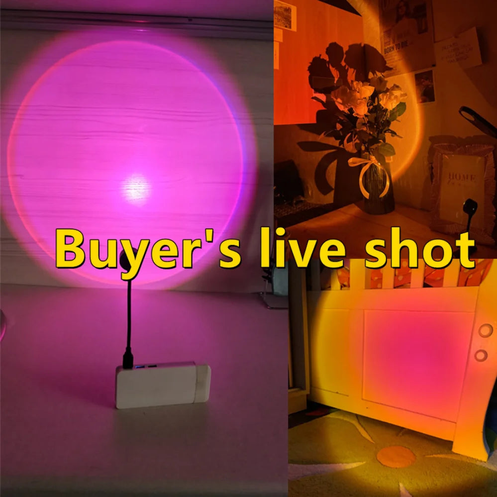 Sunset Lamp LED Projector - USB Rainbow Neon Night Light for Bedroom Decor and Photography