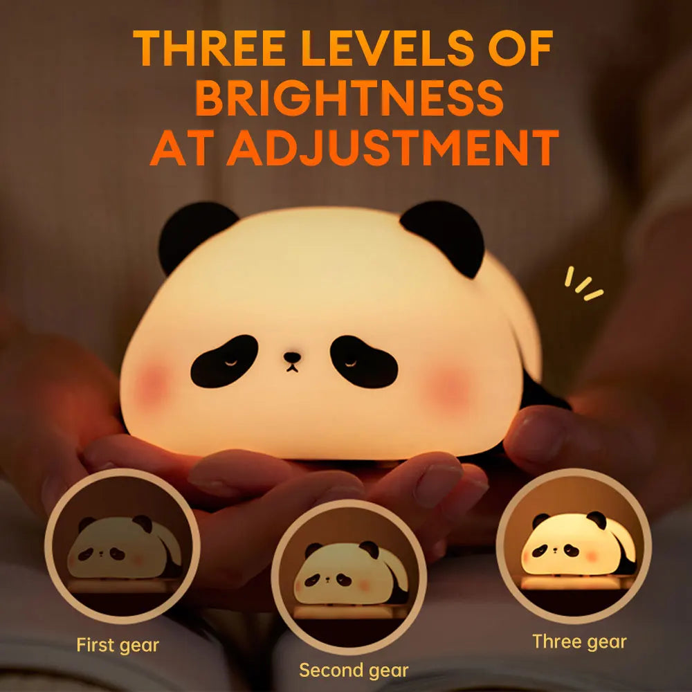 Cute Panda LED Night Light - USB Rechargeable Silicone Lamp for Kids' Bedroom Decor and Gift