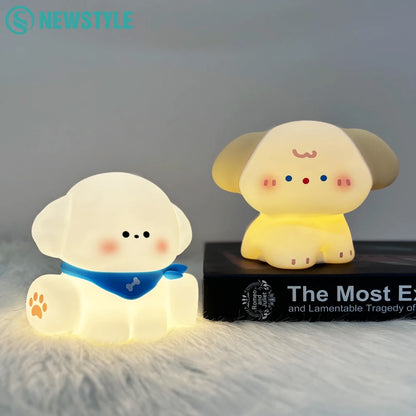 Cute Dog Silicone Night Light - Rechargeable, Dimmable Touch Lamp for Kids' Room Decor