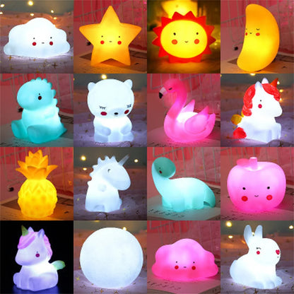 Cute Cartoon LED Night Light - Bear, Unicorn, Cloud, Star, Moon Lamps for Kids' Rooms