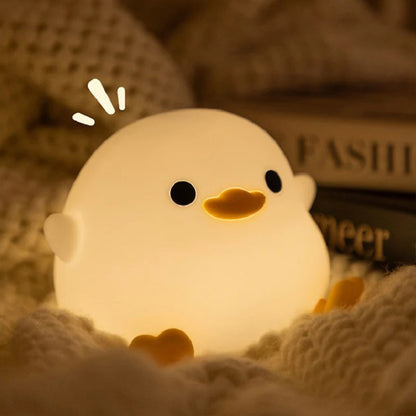 Doudou Duck night light  Children's gift soft light eye care USB charging timing automatic clap silicone lamp