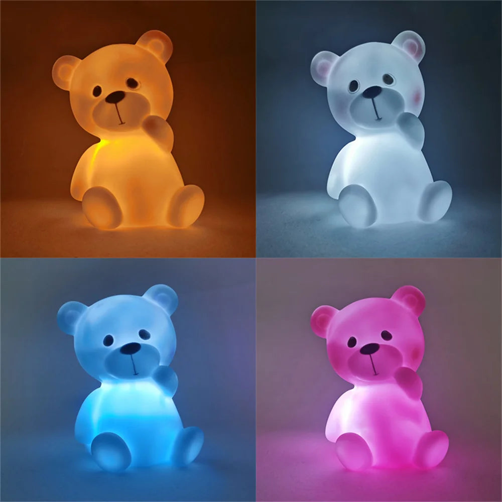 Cute Cartoon LED Night Light - Bear, Unicorn, Cloud, Star, Moon Lamps for Kids' Rooms