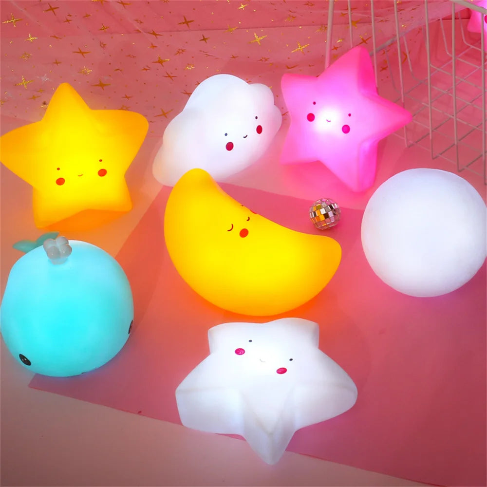 Cute Cartoon LED Night Light - Bear, Unicorn, Cloud, Star, Moon Lamps for Kids' Rooms