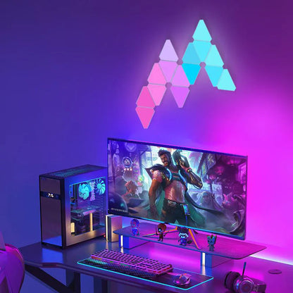 RGB WiFi App Bluetooth LED Triangle Wall Lamps - DIY Atmosphere Light for Gaming and Bedroom Decor