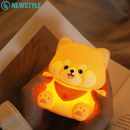 Cute Red Panda Night Light - Rechargeable, 2-Level Dimmable Tap Light for Kids' Nursery