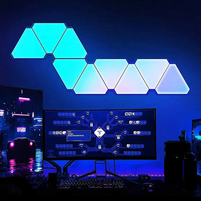 RGB WiFi App Bluetooth LED Triangle Wall Lamps - DIY Atmosphere Light for Gaming and Bedroom Decor