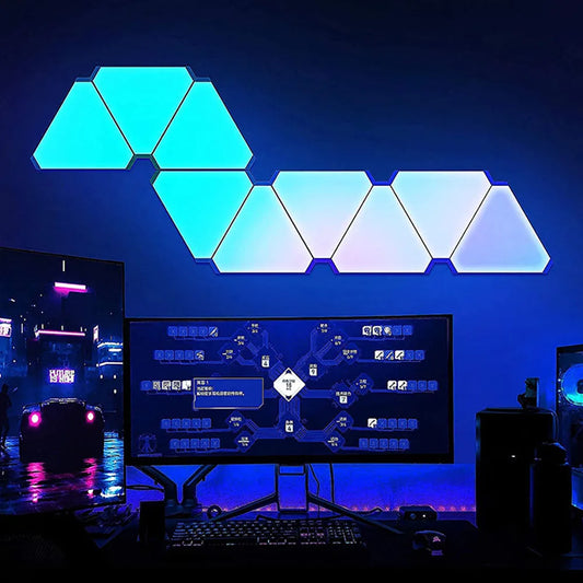 RGB WiFi App Bluetooth LED Triangle Wall Lamps - DIY Atmosphere Light for Gaming and Bedroom Decor