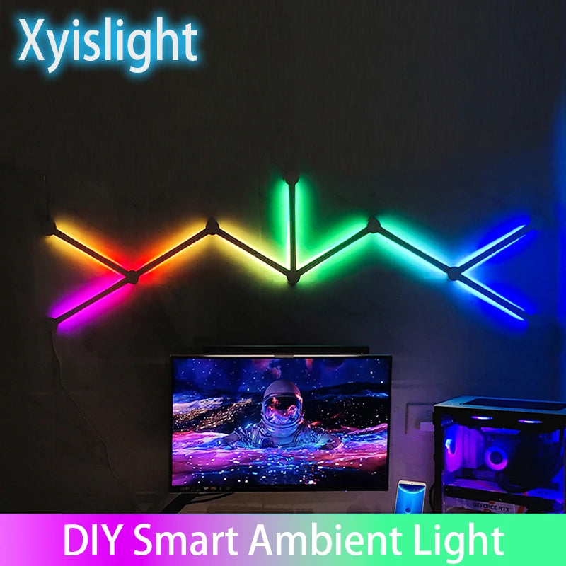 Splicing RGB Smart Wall Light - DIY Atmosphere Lamp with Voice Control for Esports Room and Bedroom