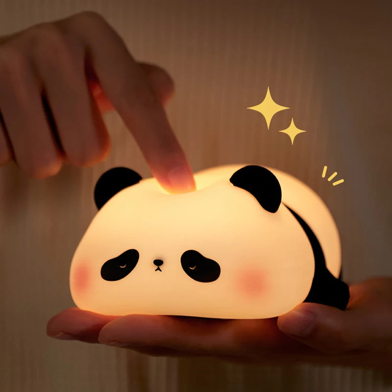 Cute Panda LED Night Light - USB Rechargeable Touch Lamp for Bedroom Decoration and Kids' Gifts